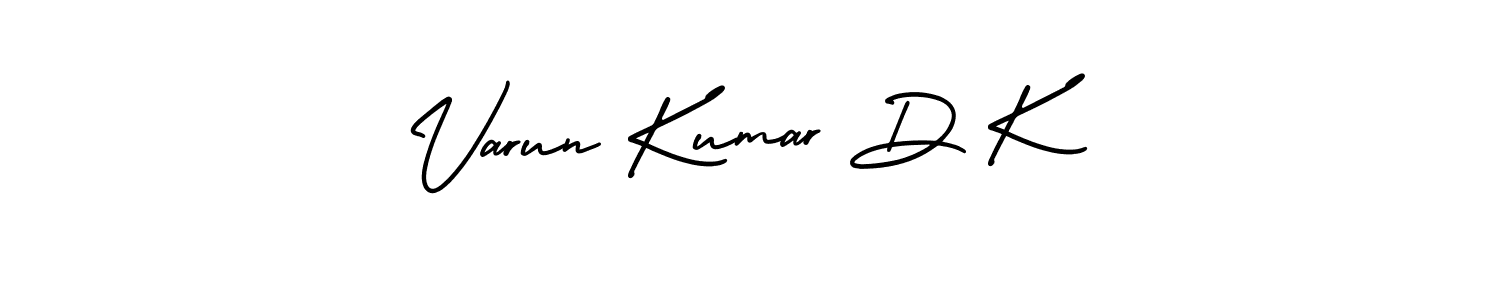 You should practise on your own different ways (AmerikaSignatureDemo-Regular) to write your name (Varun Kumar D K) in signature. don't let someone else do it for you. Varun Kumar D K signature style 3 images and pictures png