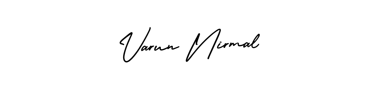 How to Draw Varun Nirmal signature style? AmerikaSignatureDemo-Regular is a latest design signature styles for name Varun Nirmal. Varun Nirmal signature style 3 images and pictures png