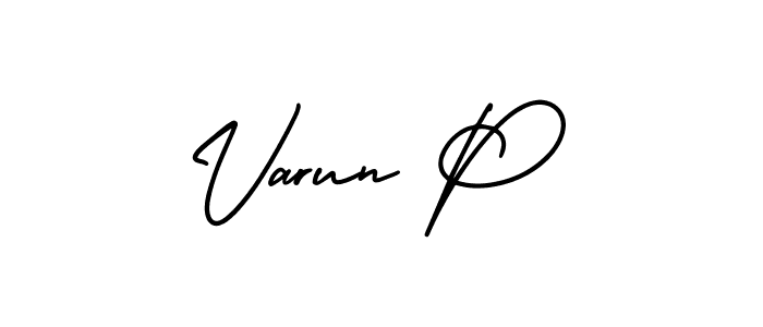 Varun P stylish signature style. Best Handwritten Sign (AmerikaSignatureDemo-Regular) for my name. Handwritten Signature Collection Ideas for my name Varun P. Varun P signature style 3 images and pictures png
