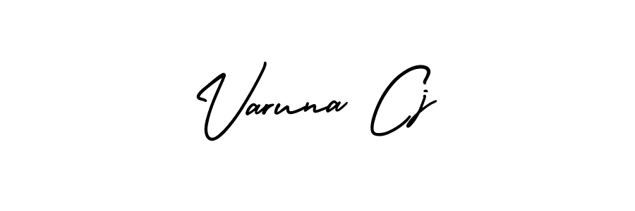 This is the best signature style for the Varuna Cj name. Also you like these signature font (AmerikaSignatureDemo-Regular). Mix name signature. Varuna Cj signature style 3 images and pictures png