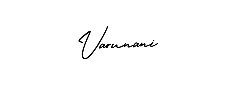 The best way (AmerikaSignatureDemo-Regular) to make a short signature is to pick only two or three words in your name. The name Varunani include a total of six letters. For converting this name. Varunani signature style 3 images and pictures png