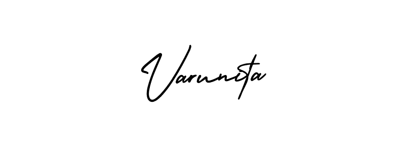 AmerikaSignatureDemo-Regular is a professional signature style that is perfect for those who want to add a touch of class to their signature. It is also a great choice for those who want to make their signature more unique. Get Varunita name to fancy signature for free. Varunita signature style 3 images and pictures png