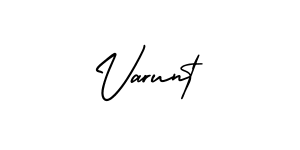 You should practise on your own different ways (AmerikaSignatureDemo-Regular) to write your name (Varunt) in signature. don't let someone else do it for you. Varunt signature style 3 images and pictures png