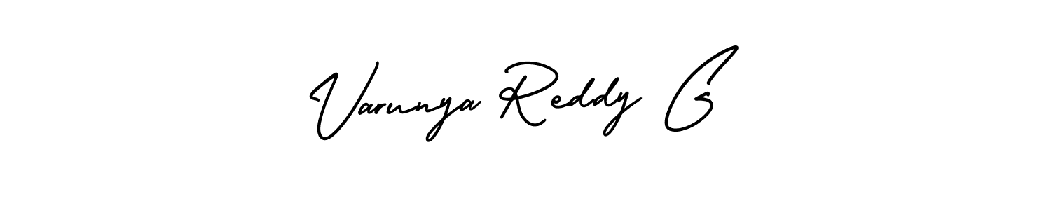 You should practise on your own different ways (AmerikaSignatureDemo-Regular) to write your name (Varunya Reddy G) in signature. don't let someone else do it for you. Varunya Reddy G signature style 3 images and pictures png