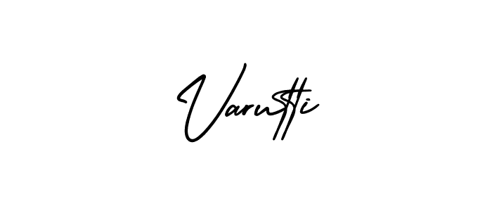 The best way (AmerikaSignatureDemo-Regular) to make a short signature is to pick only two or three words in your name. The name Varutti include a total of six letters. For converting this name. Varutti signature style 3 images and pictures png