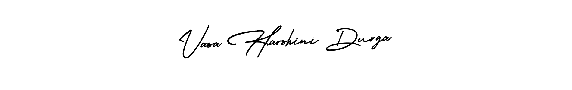 You should practise on your own different ways (AmerikaSignatureDemo-Regular) to write your name (Vasa Harshini Durga) in signature. don't let someone else do it for you. Vasa Harshini Durga signature style 3 images and pictures png