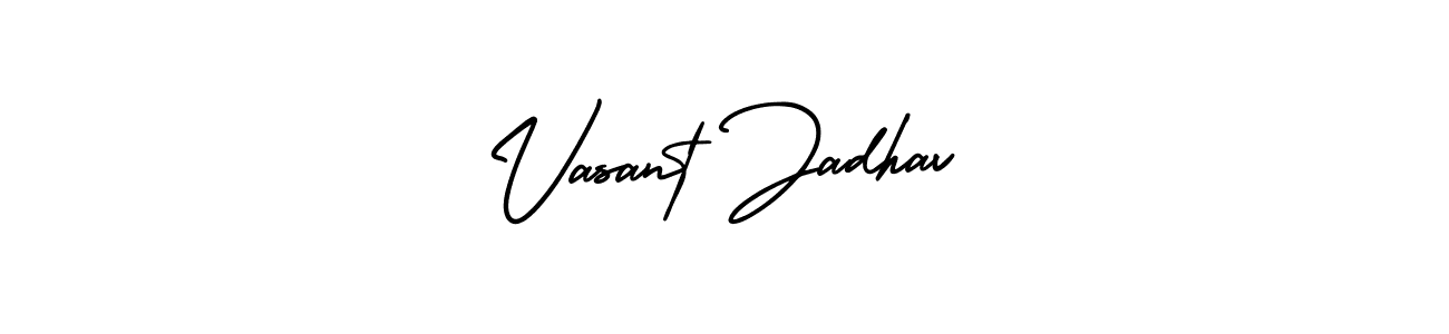 You should practise on your own different ways (AmerikaSignatureDemo-Regular) to write your name (Vasant Jadhav) in signature. don't let someone else do it for you. Vasant Jadhav signature style 3 images and pictures png