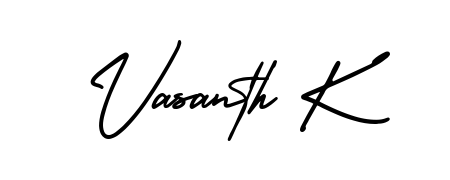 Make your name Vasanth K memorable on every contract using AmerikaSignatureDemo-Regular autograph style. Instant transparent background export available. Vasanth K signature style 3 images and pictures png