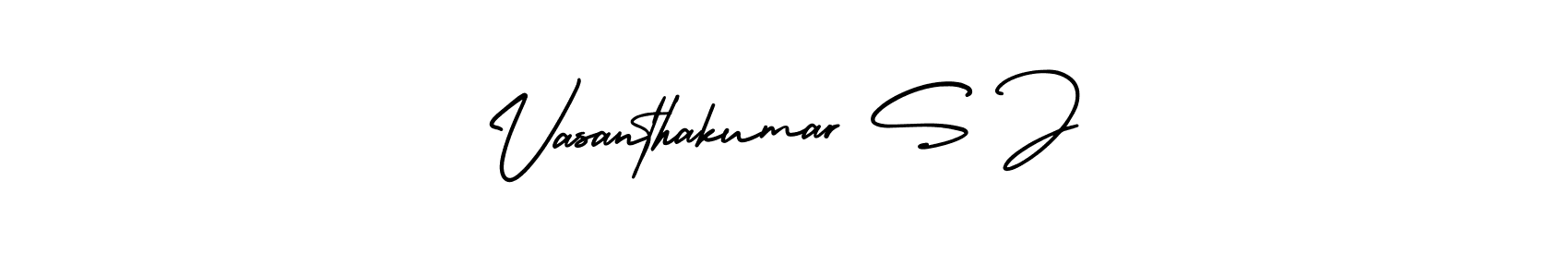 How to make Vasanthakumar S J name signature. Use AmerikaSignatureDemo-Regular style for creating short signs online. This is the latest handwritten sign. Vasanthakumar S J signature style 3 images and pictures png