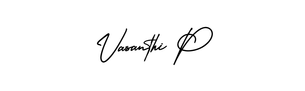 The best way (AmerikaSignatureDemo-Regular) to make a short signature is to pick only two or three words in your name. The name Vasanthi P include a total of six letters. For converting this name. Vasanthi P signature style 3 images and pictures png