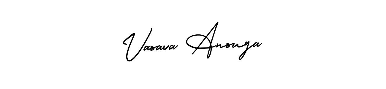 How to make Vasava Ansuya name signature. Use AmerikaSignatureDemo-Regular style for creating short signs online. This is the latest handwritten sign. Vasava Ansuya signature style 3 images and pictures png