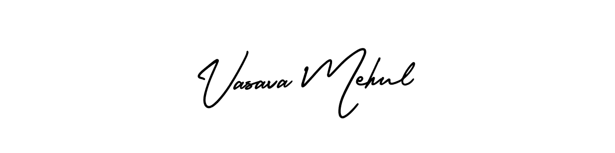 Vasava Mehul stylish signature style. Best Handwritten Sign (AmerikaSignatureDemo-Regular) for my name. Handwritten Signature Collection Ideas for my name Vasava Mehul. Vasava Mehul signature style 3 images and pictures png