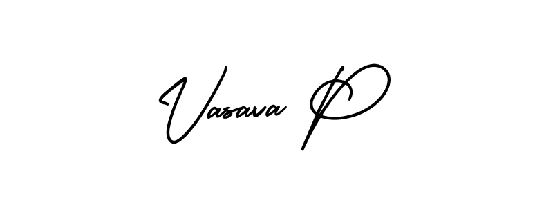 Make a beautiful signature design for name Vasava P. With this signature (AmerikaSignatureDemo-Regular) style, you can create a handwritten signature for free. Vasava P signature style 3 images and pictures png