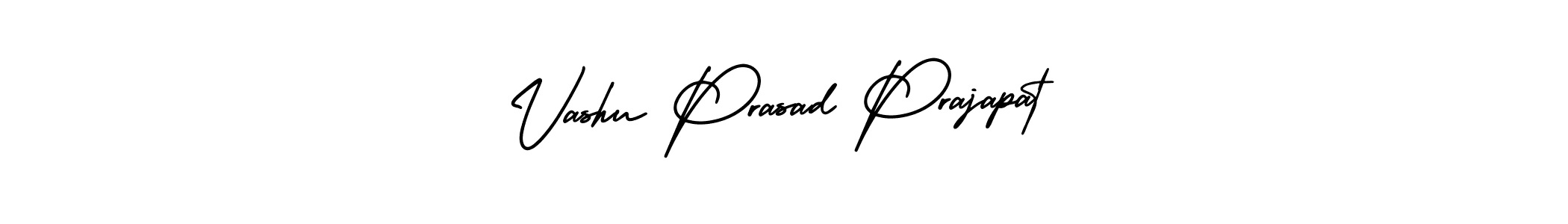 You should practise on your own different ways (AmerikaSignatureDemo-Regular) to write your name (Vashu Prasad Prajapat) in signature. don't let someone else do it for you. Vashu Prasad Prajapat signature style 3 images and pictures png