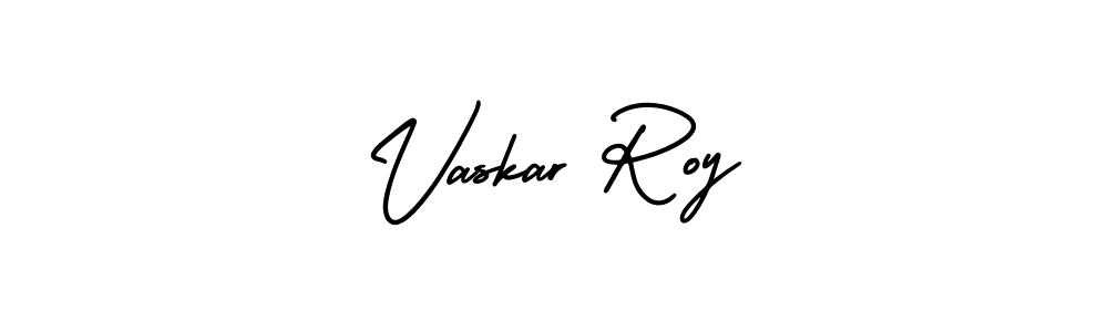 The best way (AmerikaSignatureDemo-Regular) to make a short signature is to pick only two or three words in your name. The name Vaskar Roy include a total of six letters. For converting this name. Vaskar Roy signature style 3 images and pictures png