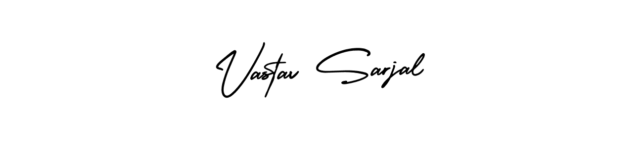 The best way (AmerikaSignatureDemo-Regular) to make a short signature is to pick only two or three words in your name. The name Vastav Sarjal include a total of six letters. For converting this name. Vastav Sarjal signature style 3 images and pictures png