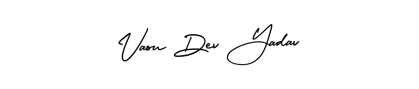 You should practise on your own different ways (AmerikaSignatureDemo-Regular) to write your name (Vasu Dev Yadav) in signature. don't let someone else do it for you. Vasu Dev Yadav signature style 3 images and pictures png