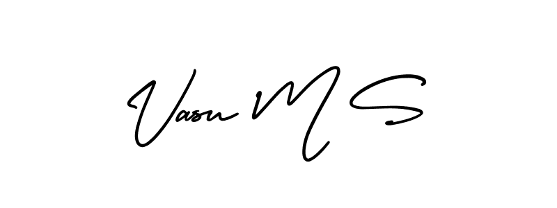 The best way (AmerikaSignatureDemo-Regular) to make a short signature is to pick only two or three words in your name. The name Vasu M S include a total of six letters. For converting this name. Vasu M S signature style 3 images and pictures png
