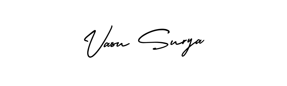 The best way (AmerikaSignatureDemo-Regular) to make a short signature is to pick only two or three words in your name. The name Vasu Surya include a total of six letters. For converting this name. Vasu Surya signature style 3 images and pictures png