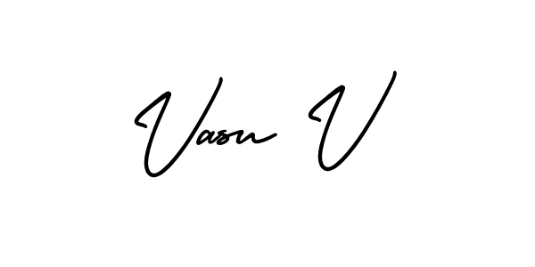 Make a beautiful signature design for name Vasu V. With this signature (AmerikaSignatureDemo-Regular) style, you can create a handwritten signature for free. Vasu V signature style 3 images and pictures png