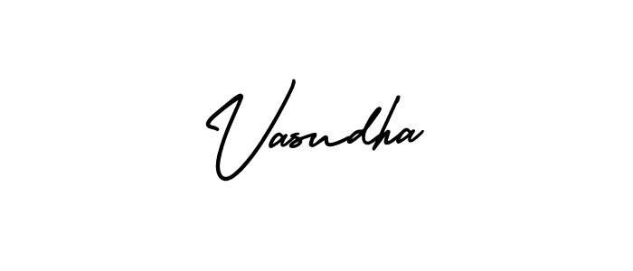 How to make Vasudha name signature. Use AmerikaSignatureDemo-Regular style for creating short signs online. This is the latest handwritten sign. Vasudha signature style 3 images and pictures png