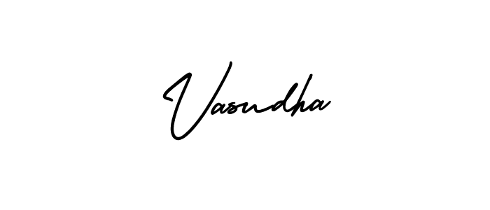 How to make Vasudha name signature. Use AmerikaSignatureDemo-Regular style for creating short signs online. This is the latest handwritten sign. Vasudha signature style 3 images and pictures png