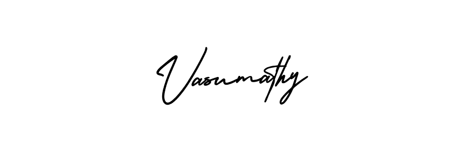 How to make Vasumathy name signature. Use AmerikaSignatureDemo-Regular style for creating short signs online. This is the latest handwritten sign. Vasumathy signature style 3 images and pictures png