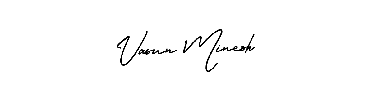 Vasun Minesh stylish signature style. Best Handwritten Sign (AmerikaSignatureDemo-Regular) for my name. Handwritten Signature Collection Ideas for my name Vasun Minesh. Vasun Minesh signature style 3 images and pictures png