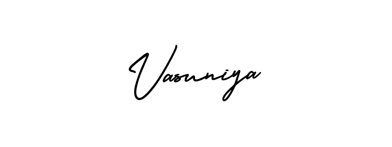 Similarly AmerikaSignatureDemo-Regular is the best handwritten signature design. Signature creator online .You can use it as an online autograph creator for name Vasuniya. Vasuniya signature style 3 images and pictures png