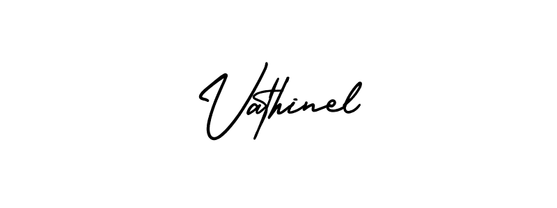How to make Vathinel name signature. Use AmerikaSignatureDemo-Regular style for creating short signs online. This is the latest handwritten sign. Vathinel signature style 3 images and pictures png