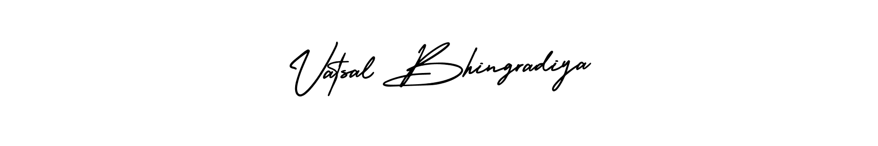 You should practise on your own different ways (AmerikaSignatureDemo-Regular) to write your name (Vatsal Bhingradiya) in signature. don't let someone else do it for you. Vatsal Bhingradiya signature style 3 images and pictures png