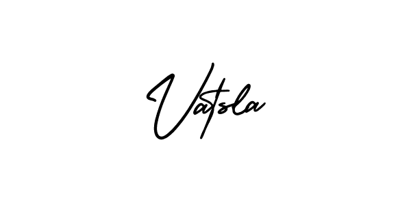 Use a signature maker to create a handwritten signature online. With this signature software, you can design (AmerikaSignatureDemo-Regular) your own signature for name Vatsla. Vatsla signature style 3 images and pictures png