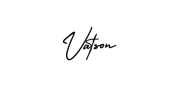 You should practise on your own different ways (AmerikaSignatureDemo-Regular) to write your name (Vatson) in signature. don't let someone else do it for you. Vatson signature style 3 images and pictures png