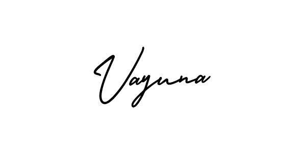 You should practise on your own different ways (AmerikaSignatureDemo-Regular) to write your name (Vayuna) in signature. don't let someone else do it for you. Vayuna signature style 3 images and pictures png