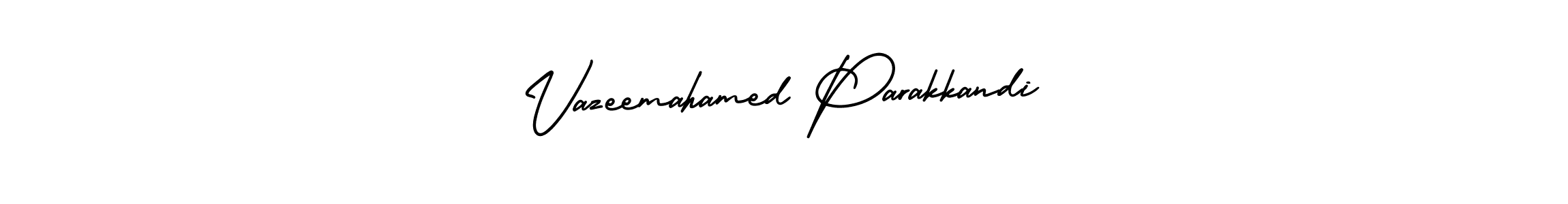 You should practise on your own different ways (AmerikaSignatureDemo-Regular) to write your name (Vazeemahamed Parakkandi) in signature. don't let someone else do it for you. Vazeemahamed Parakkandi signature style 3 images and pictures png