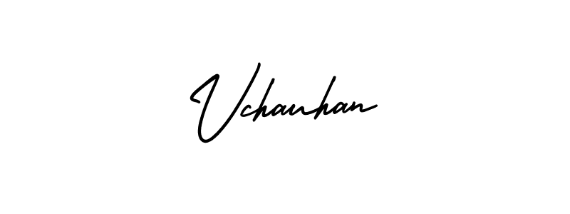 You should practise on your own different ways (AmerikaSignatureDemo-Regular) to write your name (Vchauhan) in signature. don't let someone else do it for you. Vchauhan signature style 3 images and pictures png