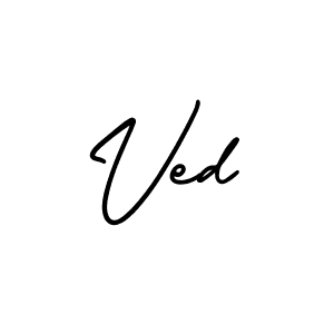Use a signature maker to create a handwritten signature online. With this signature software, you can design (AmerikaSignatureDemo-Regular) your own signature for name Ved. Ved signature style 3 images and pictures png