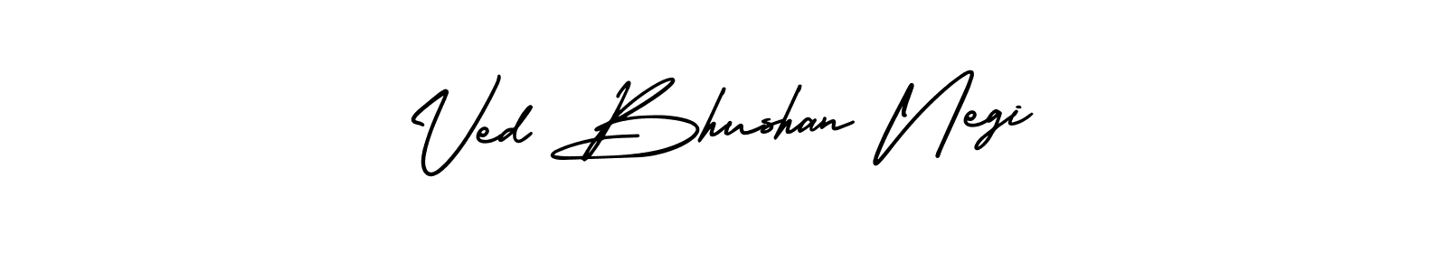 AmerikaSignatureDemo-Regular is a professional signature style that is perfect for those who want to add a touch of class to their signature. It is also a great choice for those who want to make their signature more unique. Get Ved Bhushan Negi name to fancy signature for free. Ved Bhushan Negi signature style 3 images and pictures png