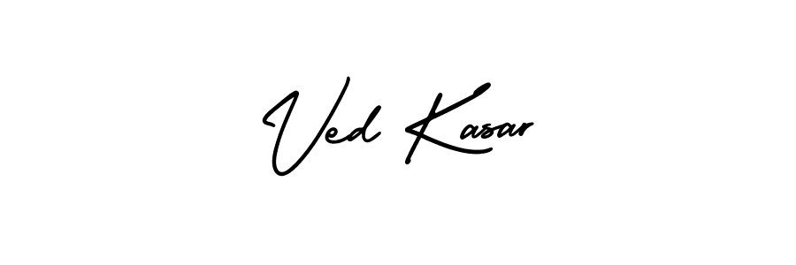 This is the best signature style for the Ved Kasar name. Also you like these signature font (AmerikaSignatureDemo-Regular). Mix name signature. Ved Kasar signature style 3 images and pictures png