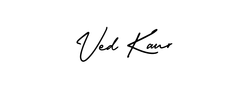 The best way (AmerikaSignatureDemo-Regular) to make a short signature is to pick only two or three words in your name. The name Ved Kaur include a total of six letters. For converting this name. Ved Kaur signature style 3 images and pictures png