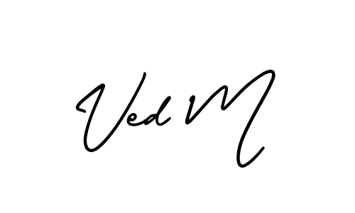 Similarly AmerikaSignatureDemo-Regular is the best handwritten signature design. Signature creator online .You can use it as an online autograph creator for name Ved M. Ved M signature style 3 images and pictures png