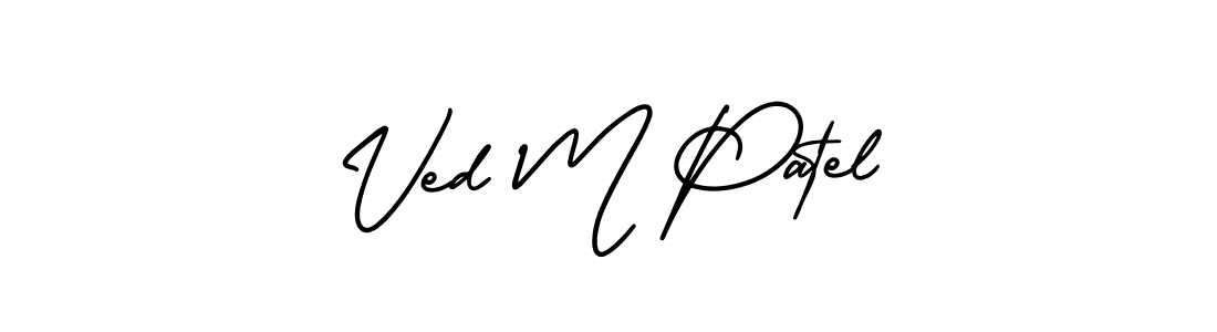 Make a beautiful signature design for name Ved M Patel. With this signature (AmerikaSignatureDemo-Regular) style, you can create a handwritten signature for free. Ved M Patel signature style 3 images and pictures png