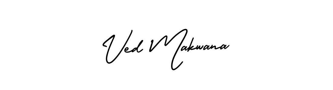 if you are searching for the best signature style for your name Ved Makwana. so please give up your signature search. here we have designed multiple signature styles  using AmerikaSignatureDemo-Regular. Ved Makwana signature style 3 images and pictures png