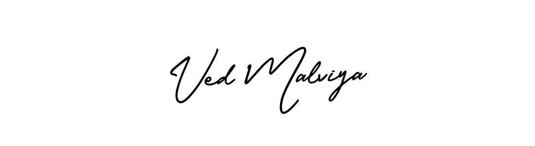 Ved Malviya stylish signature style. Best Handwritten Sign (AmerikaSignatureDemo-Regular) for my name. Handwritten Signature Collection Ideas for my name Ved Malviya. Ved Malviya signature style 3 images and pictures png