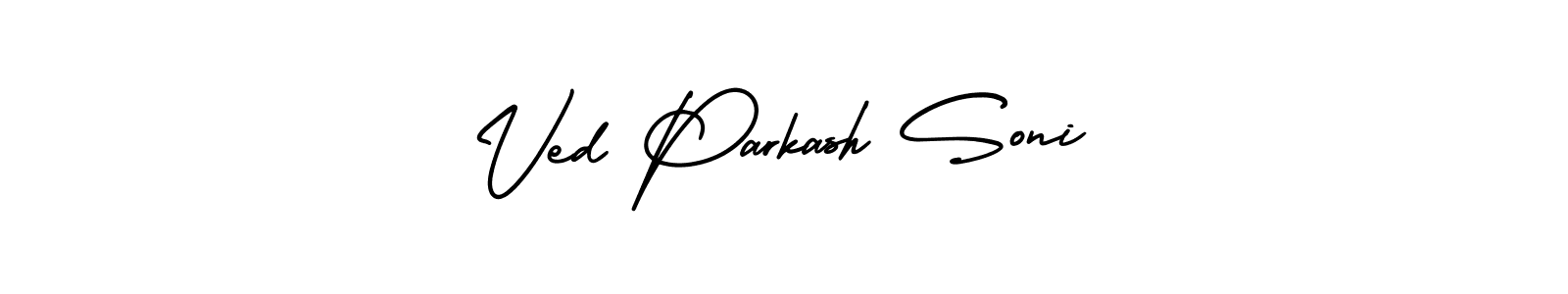 This is the best signature style for the Ved Parkash Soni name. Also you like these signature font (AmerikaSignatureDemo-Regular). Mix name signature. Ved Parkash Soni signature style 3 images and pictures png