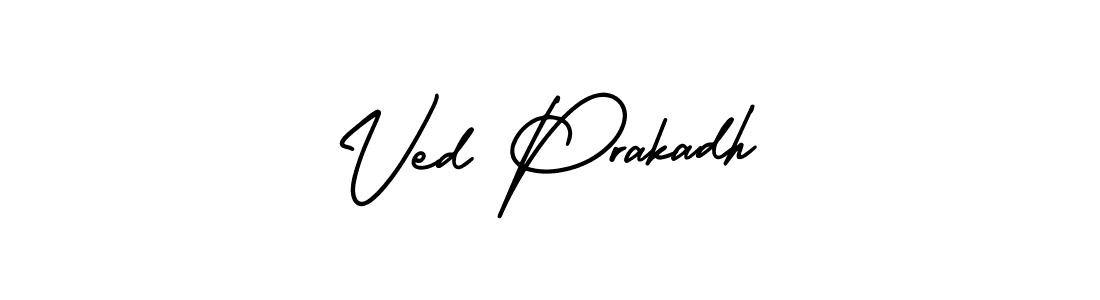 Similarly AmerikaSignatureDemo-Regular is the best handwritten signature design. Signature creator online .You can use it as an online autograph creator for name Ved Prakadh. Ved Prakadh signature style 3 images and pictures png