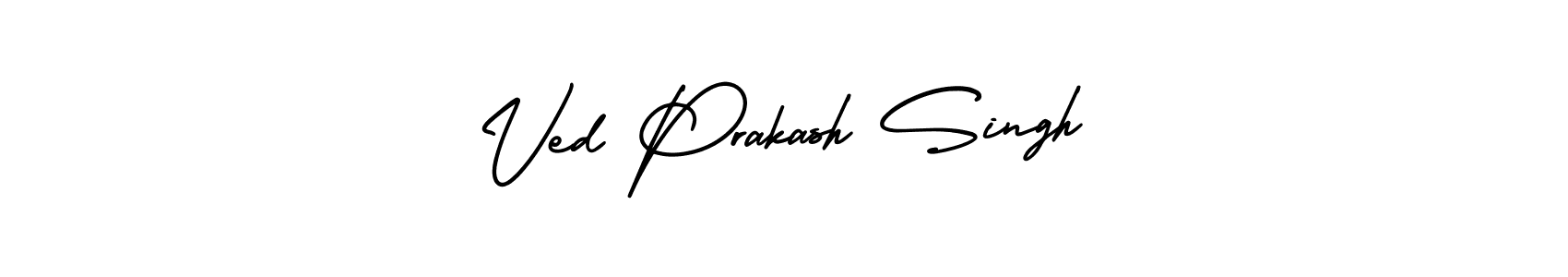 This is the best signature style for the Ved Prakash Singh name. Also you like these signature font (AmerikaSignatureDemo-Regular). Mix name signature. Ved Prakash Singh signature style 3 images and pictures png