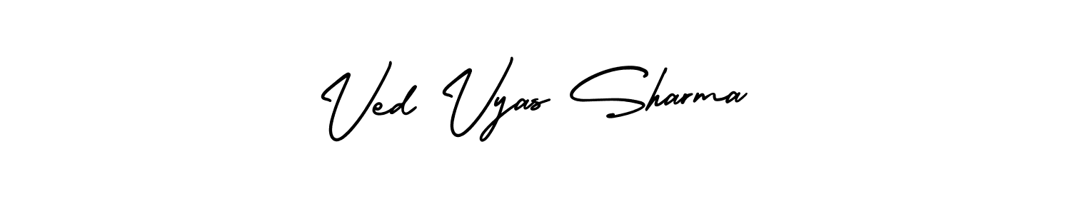 How to make Ved Vyas Sharma name signature. Use AmerikaSignatureDemo-Regular style for creating short signs online. This is the latest handwritten sign. Ved Vyas Sharma signature style 3 images and pictures png