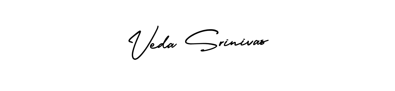 This is the best signature style for the Veda Srinivas name. Also you like these signature font (AmerikaSignatureDemo-Regular). Mix name signature. Veda Srinivas signature style 3 images and pictures png