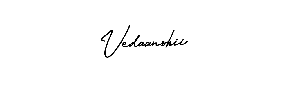 The best way (AmerikaSignatureDemo-Regular) to make a short signature is to pick only two or three words in your name. The name Vedaanshii include a total of six letters. For converting this name. Vedaanshii signature style 3 images and pictures png